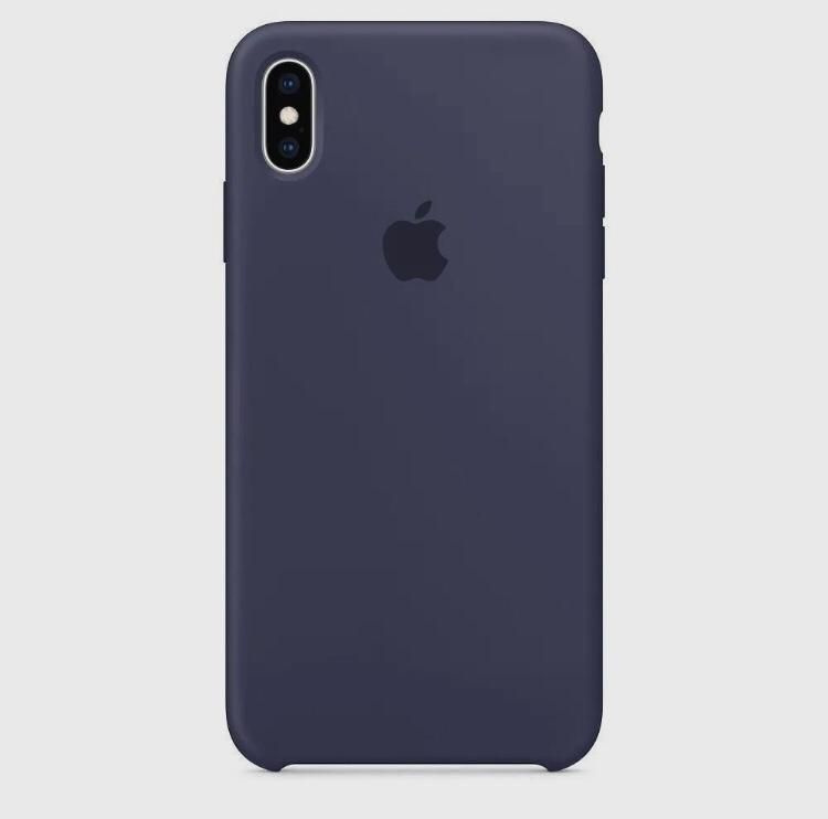 Силиконовый чехол Soft Touch на iPhone (Айфон) 10 / X / XS (с логотипом), темно-синий  #1