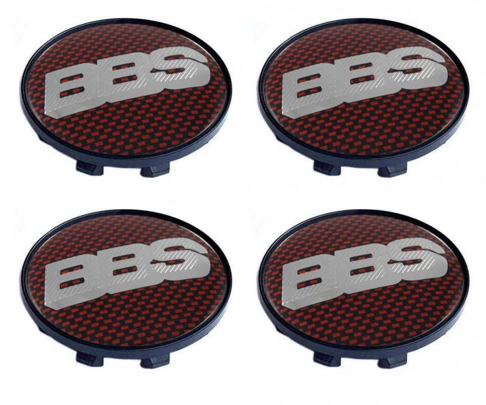 Колпачки на литые диски BBS 58/50/11 мм - 4 шт / Заглушки ступицы ББС красный/стальной  #1