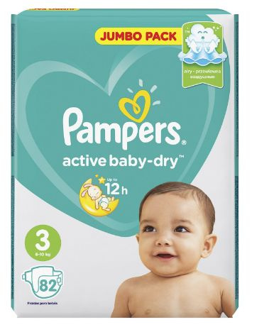 Pampers Подгузники Active Baby-Dry, 6 - 10 кг, размер 3, 82 шт. в уп. #1