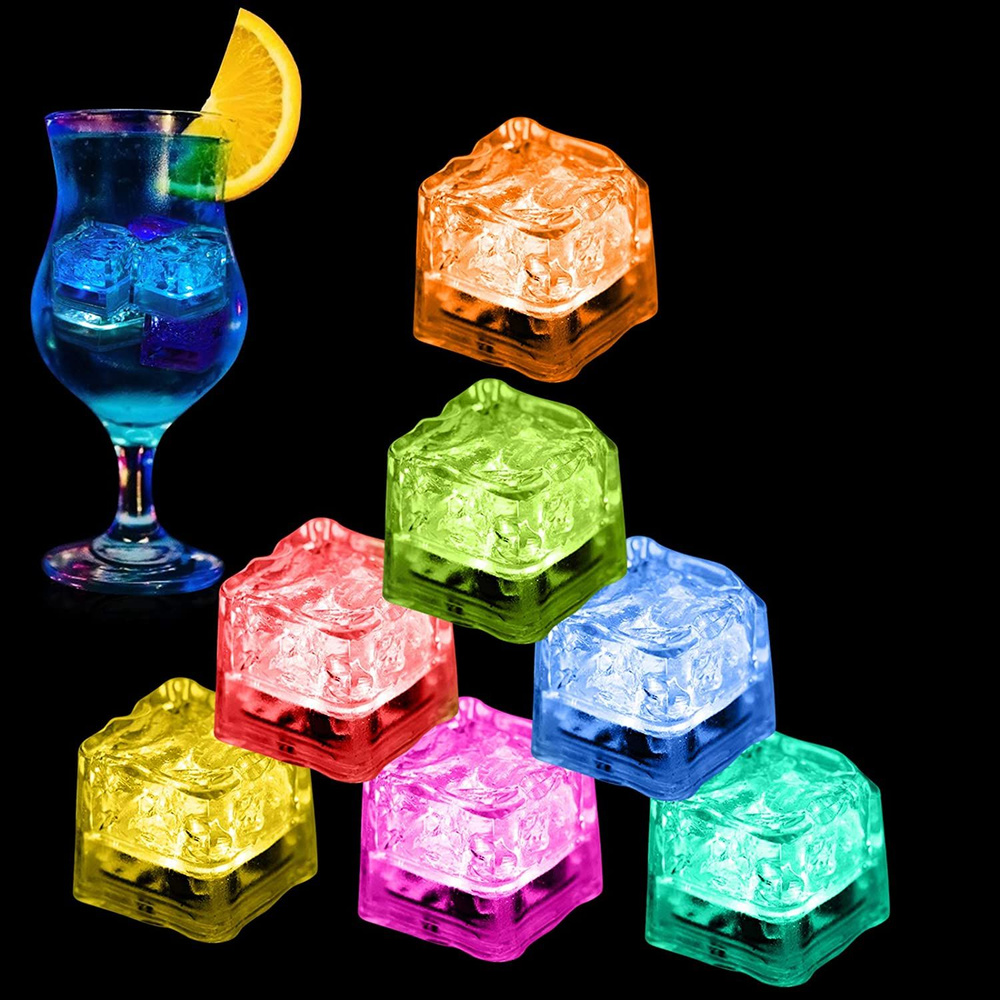 Кубики льда с подсветкой 6 шт. Водонепроницаемые, многоразовые, светящиеся, мигающие кубики льда. Светодиодные #1
