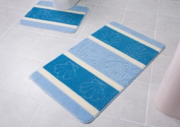 Набор ковриков для ванной комнаты и туалета "ZALEL SILVER" 60*100; 50*60см 2 предмета BLUE ,голубой  #1