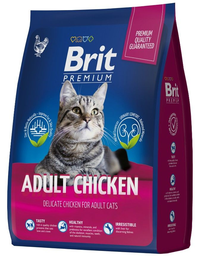 Brit Premium Cat Adult Chicken сухой корм с курицей для взрослых кошек 8кг  #1