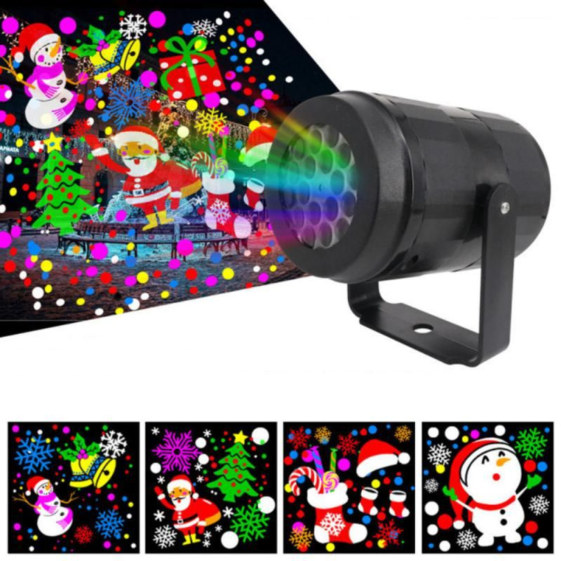 Светодиодный новогодний вращающийся проектор - ночник для детей. Проекция - Елка, Снеговик, Дед Мороз, #1