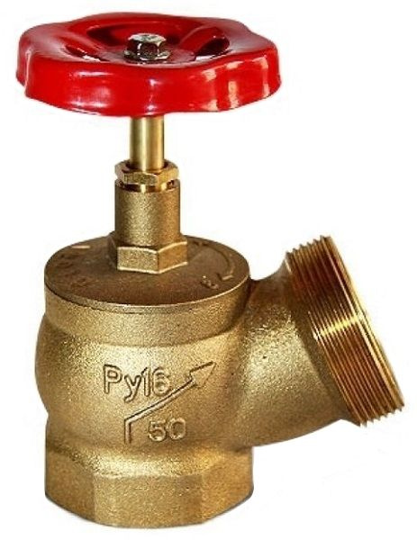 Клапан пожарный угловой муфта-цапка КПЛ 50-1 латунный #1