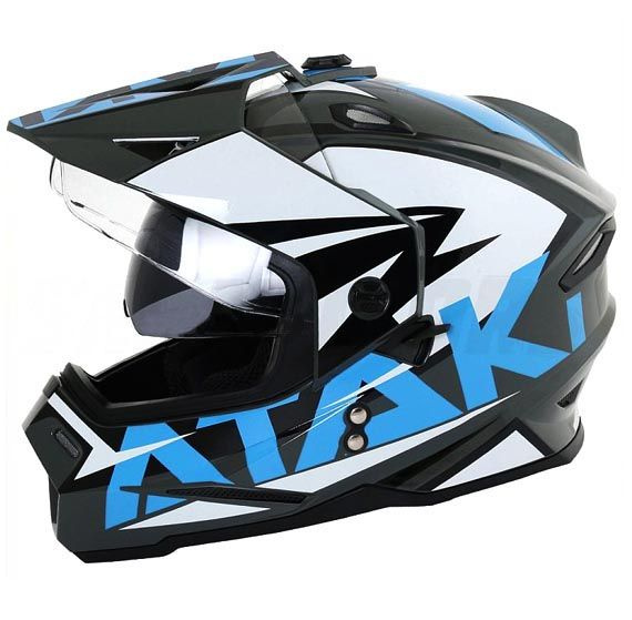 Мотард шлем эндуро ATAKI JK802 кроссовый мотошлем с визором RAMPAGE L(59-60) глянцевый  #1