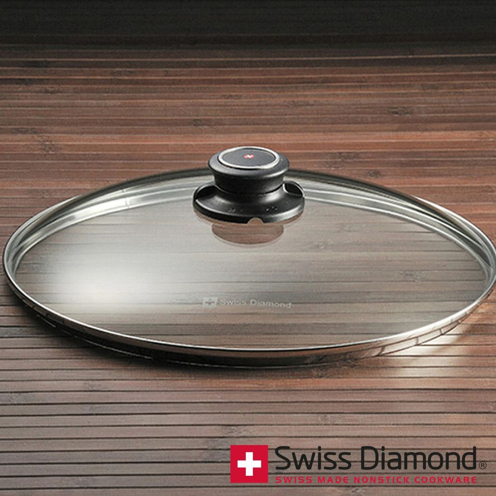 Крышка Swiss Diamond SDC36 термопрочное стекло, закаленное стекло, отверстие для выпуска пара, безопасна #1