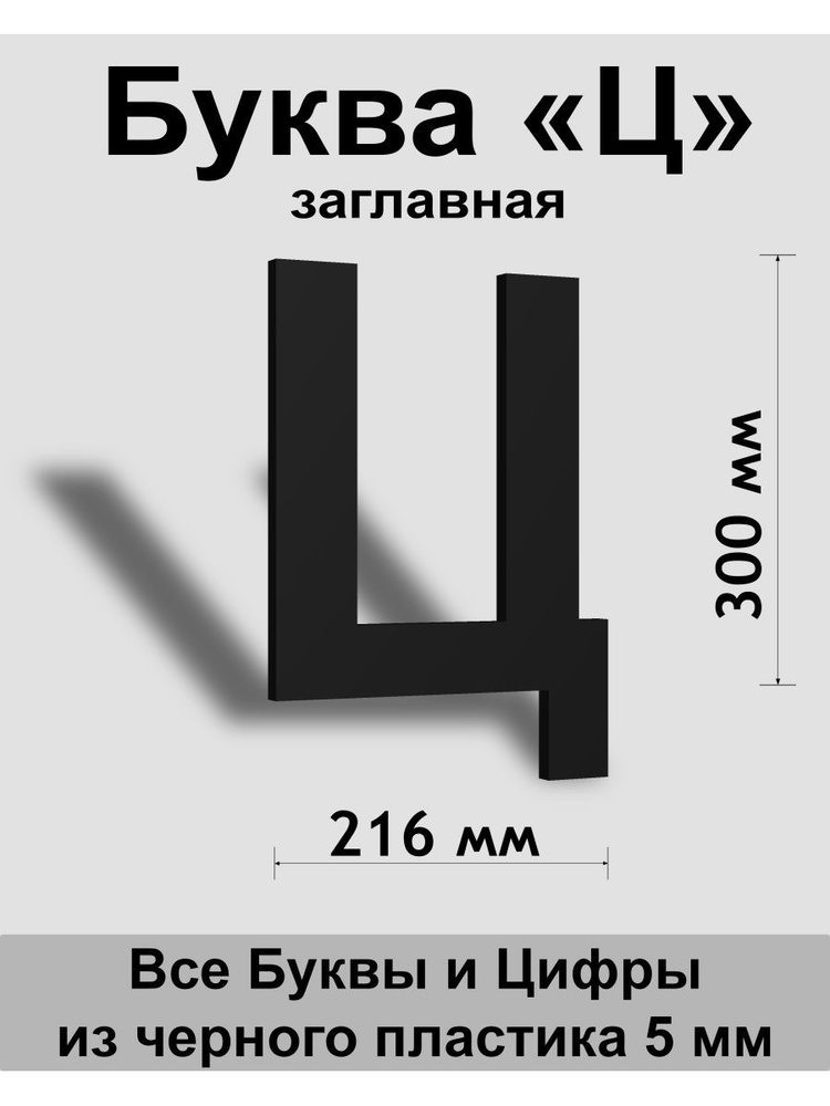 Заглавная буква Ц черный пластик шрифт Arial 300 мм, вывеска, Indoor-ad  #1