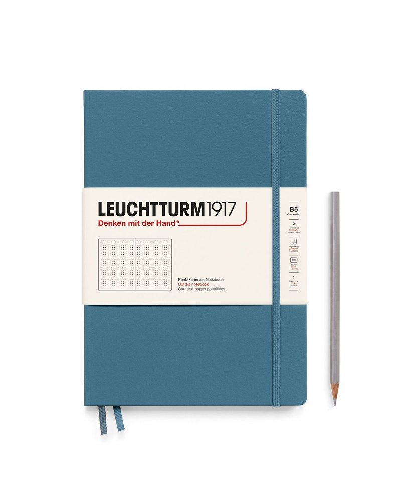 Блокнот Leuchtturm1917 Classic B5 (17.8x25.4см), 80г/м2, 219 стр. (109 л.), в точку, твердая обложка #1