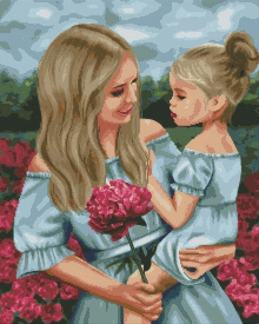 Набор для вышивания крестом 40х50 см RADUGA Мама и Ребенок Девушка с Цветком  #1