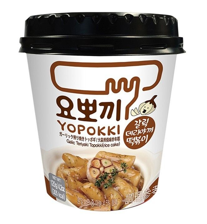Рисовые клецки (палочки) токпоки Yopokki со вкусом чеснока и соуса териякии , стакан 120 гр  #1