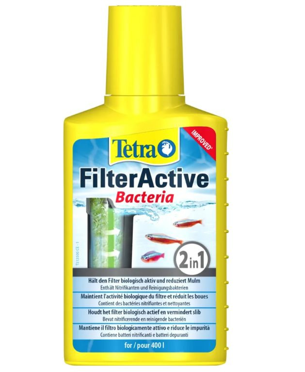 Бактерии Tetra FilterActive 100мл/400л воды- добавляет высокоэффективные бактерии и таким образом способствует #1