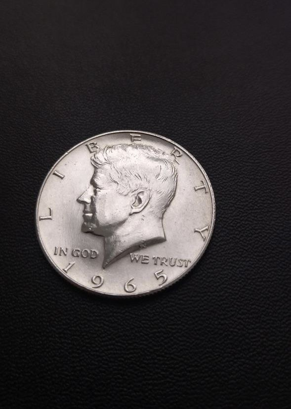 Монета США 1/2 доллара (half dollar, полдоллара, 50 центов)1965 г серебро редкий брак " соосность сторон #1