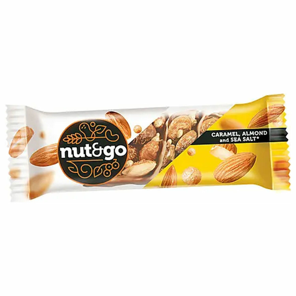 Батончик NUT AND GO из цельного миндаля в соленой карамели, 34 г, шоу-бокс, ВК313, 18шт  #1