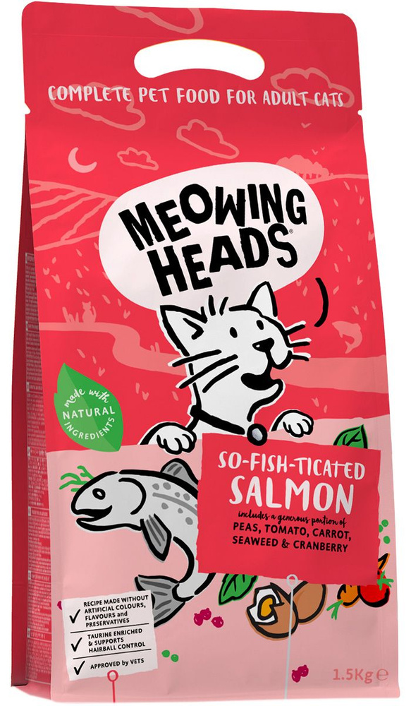 Сухой корм MEOWING HEADS Фиш-гурман для взрослых кошек с лососем, курицей и рисом (1,5 кг)  #1