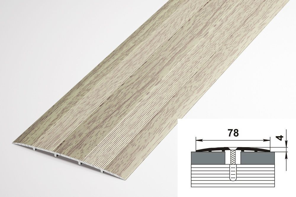 Порог напольный стыкоперекрывающий одноуровневый 78x4 мм, длина 1,35 м, профиль-порожек алюминиевый Лука #1