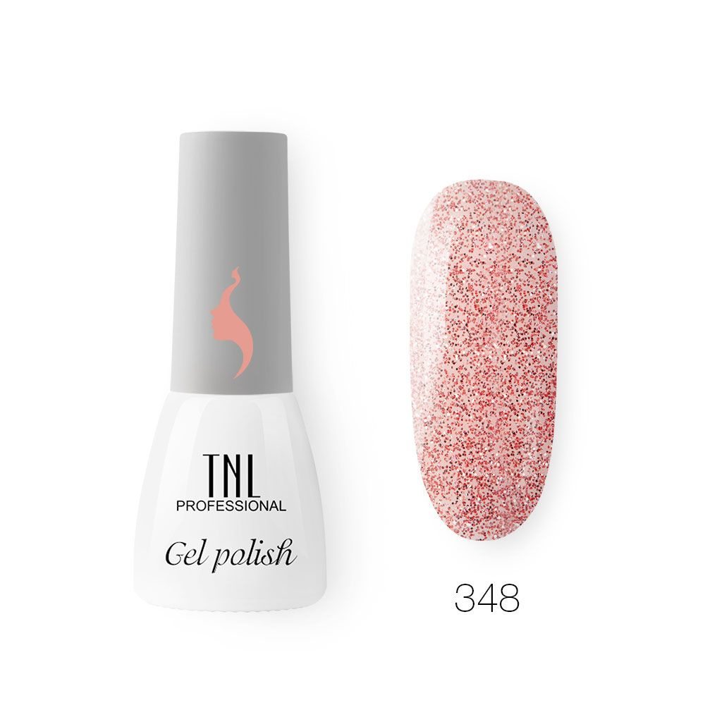 Гель лак для ногтей с блестками бежевый розовый TNL 8 Чувств Mini №348 (3,5 мл.)  #1