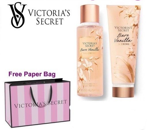 Victoria Secret подарочный набор лосьон + спрей Bare Vanilla La Creme с пакетом Victoria Secret  #1