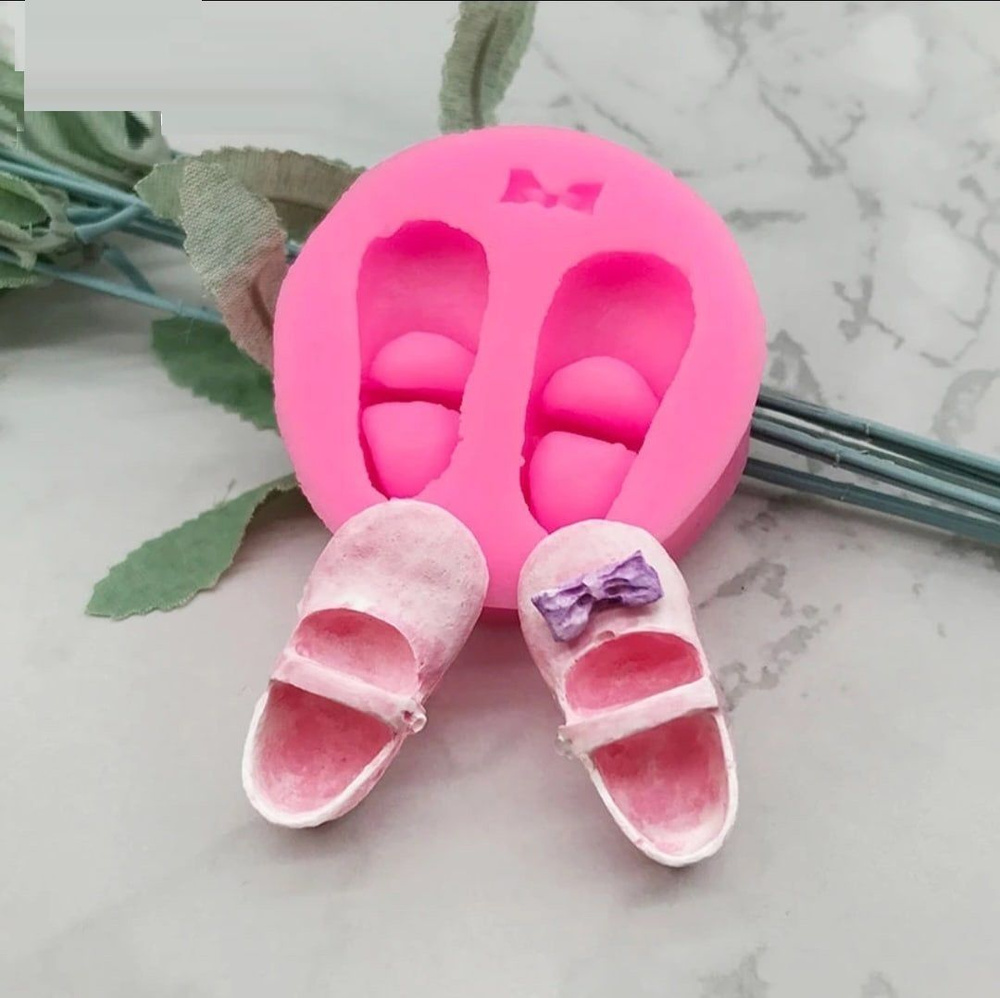 Силиконовая форма 3D Туфельки Детская обувь + ПОДАРОК "Кондитерский шпатель"  #1