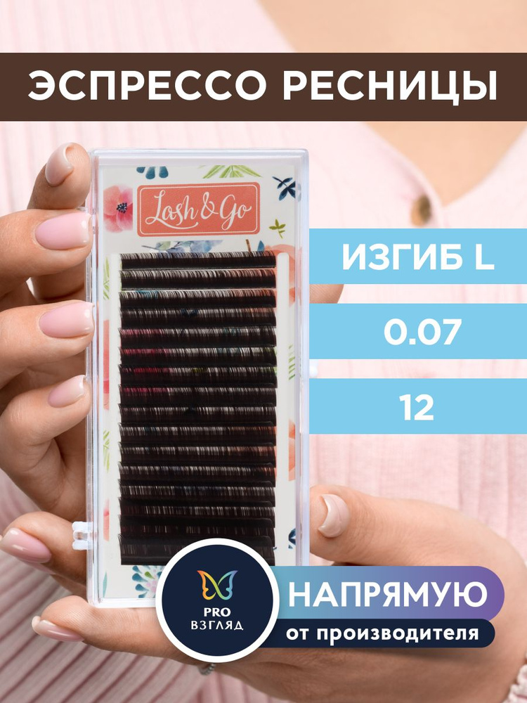 Lash&Go Ресницы для наращивания 0,07/L/12 мм коричневые "Эспрессо" (16 линий) / Лэш Гоу  #1