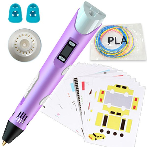 3D ручка с набором PLA пластика (209метров разноцветный) + трафареты, подставка, коврик, напальчники, #1