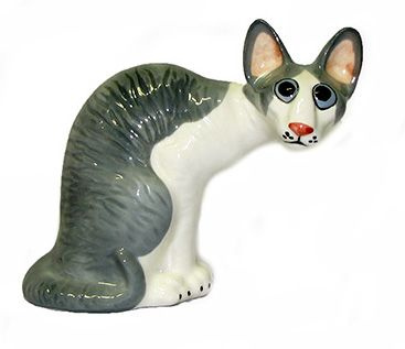 Корниш-рекс (окрас палевый) фигурка кошки фарфор #1
