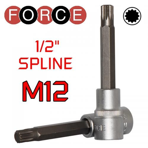 Головка бита/вставка 1/2" звездочка Spline M12х100 мм без отверстия FORCE 34810012  #1