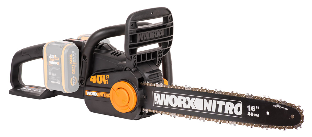 Аккумуляторная цепная пила с бесщеточным мотором Worx Nitro WG385E.9, 40В, шина 40 см, без АКБ и ЗУ  #1