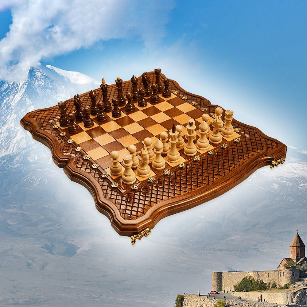 Шахматы и нарды деревянные 46 х 40 см бук Армения #1
