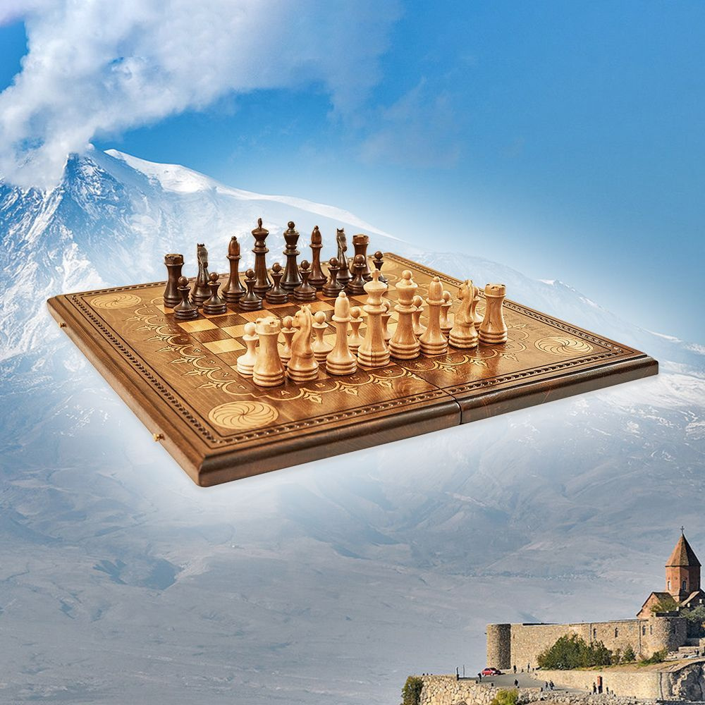 Шахматы и нарды деревянные 49 х 49 см Бук Армения #1