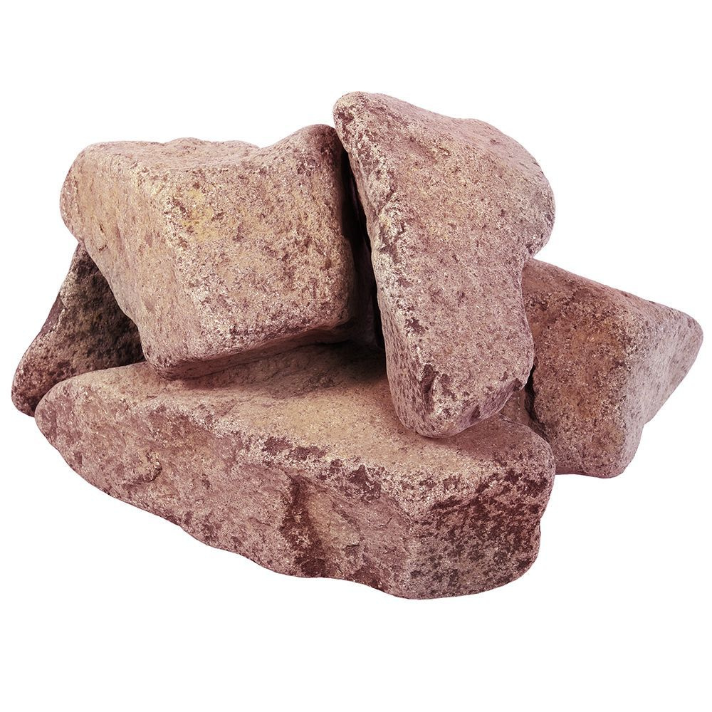 Камень "Кварцит" малиновый, обвалованный, средняя фракция (70-140 мм), в коробке по 20 кг  #1