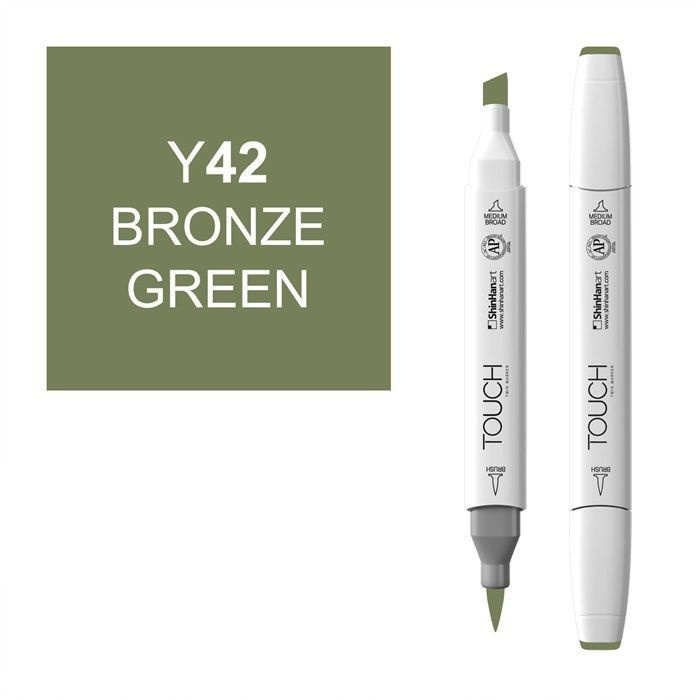 Маркер TOUCH BRUSH двухсторонний на спиртовой основе Y42 Bronze Green  #1