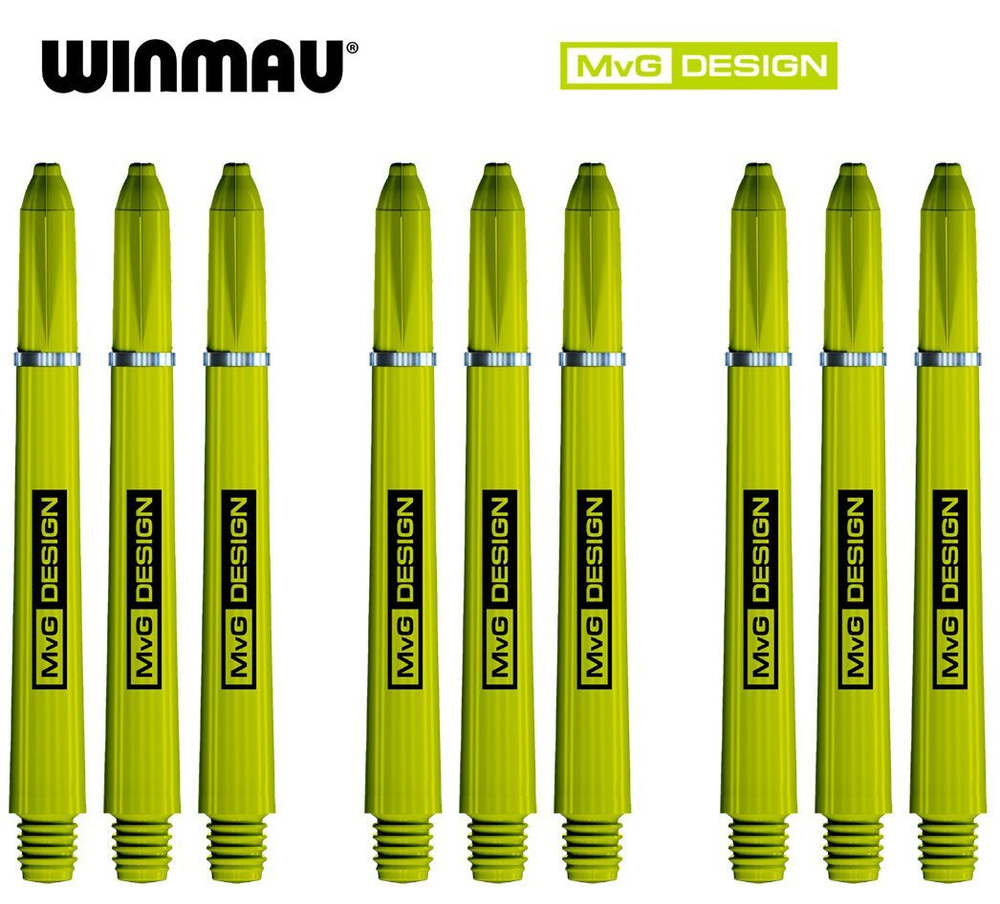 Хвостовики (9 шт) для дротиков WINMAU NYLON MvG (Green, Medium, 48mm) Michael van Gerwen.  #1