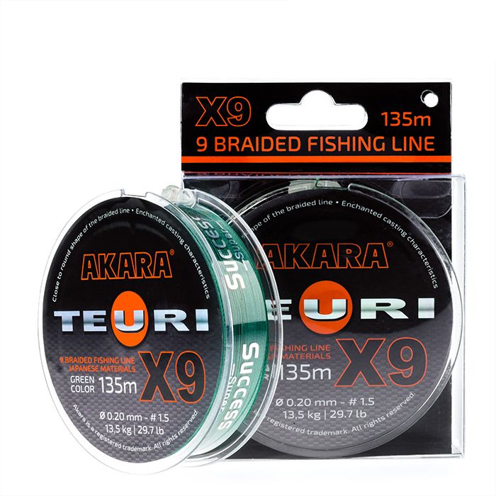 Шнур рыболовный плетеный Akara Teuri X-9 Green 135 м 0,20 #1