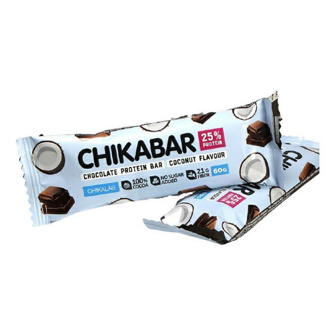 Батончик Chikalab протеиновый кокосовый с шоколадной начинкой, комплект: 7 упаковок по 60 г  #1