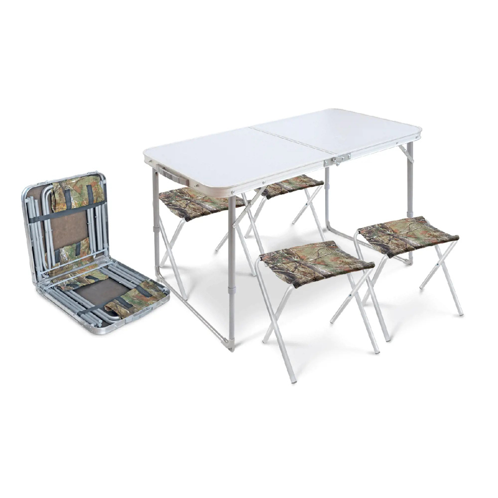 Набор садовой мебели для обеда: стол 4 стула металл коричневый/серый, для дома  #1