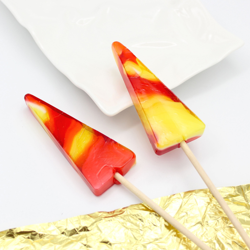 Леденец, карамель фигурная цветная на палочке Треугольник Красно-желтый (2шт по 35г)  #1