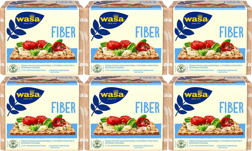 Хлебцы ржаные Wasa Fiber цельнозерновые с пшеничными отрубями кунжутом и овсяными хлопьями, комплект: #1