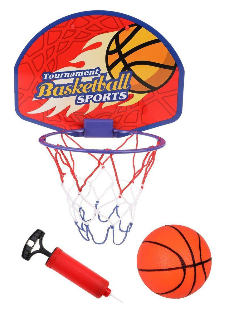 Набор для игры в баскетбол Наша Игрушка щит 28х21,5 см, с кольцом, мяч ф13, насос (TY210-1)  #1