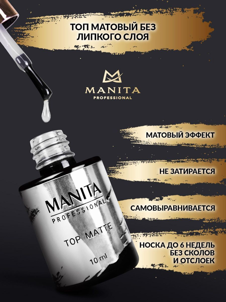 Manita Professional Матовый топ для гель-лака без липкого слоя / Matte, 10 мл  #1