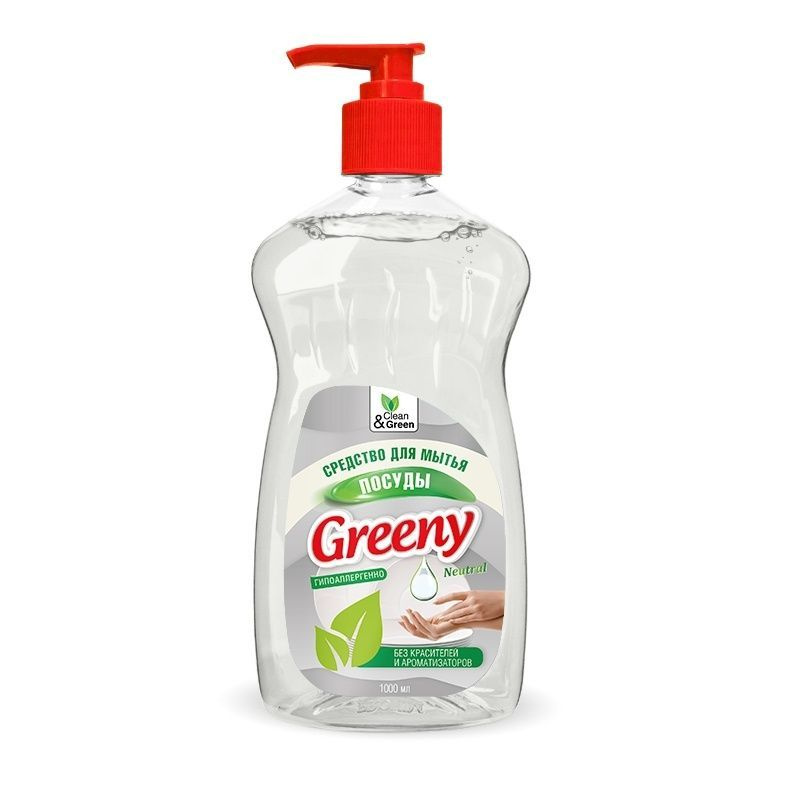 Средство для мытья посуды "Greeny" Neutral с дозатором 1000 мл. Clean&Green CG8141  #1