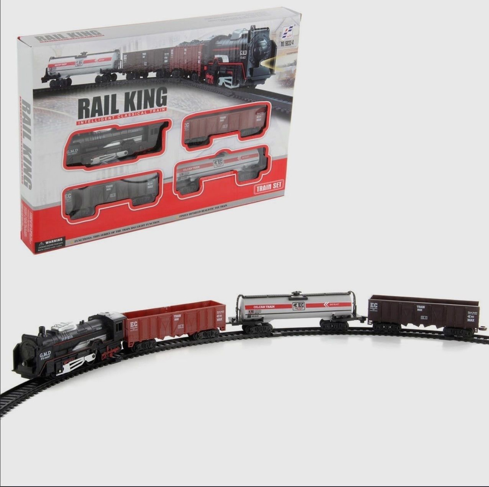 Железная дорога игрушка на батарейках детская, игрушечный поезд и вагоны RailKing  #1