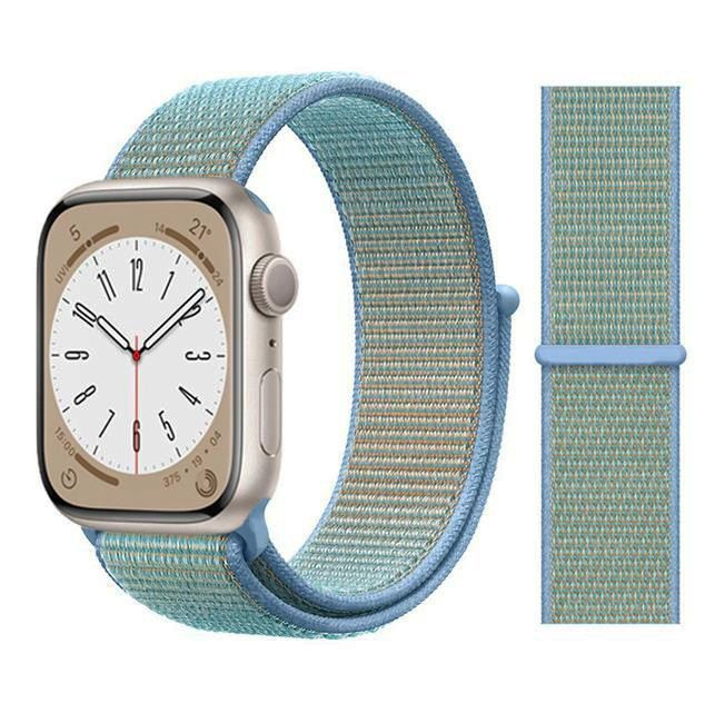 Нейлоновый тканевый ремешок для Apple Watch - SE/38-40-41 мм , голубой с бирюзовым переплетением  #1