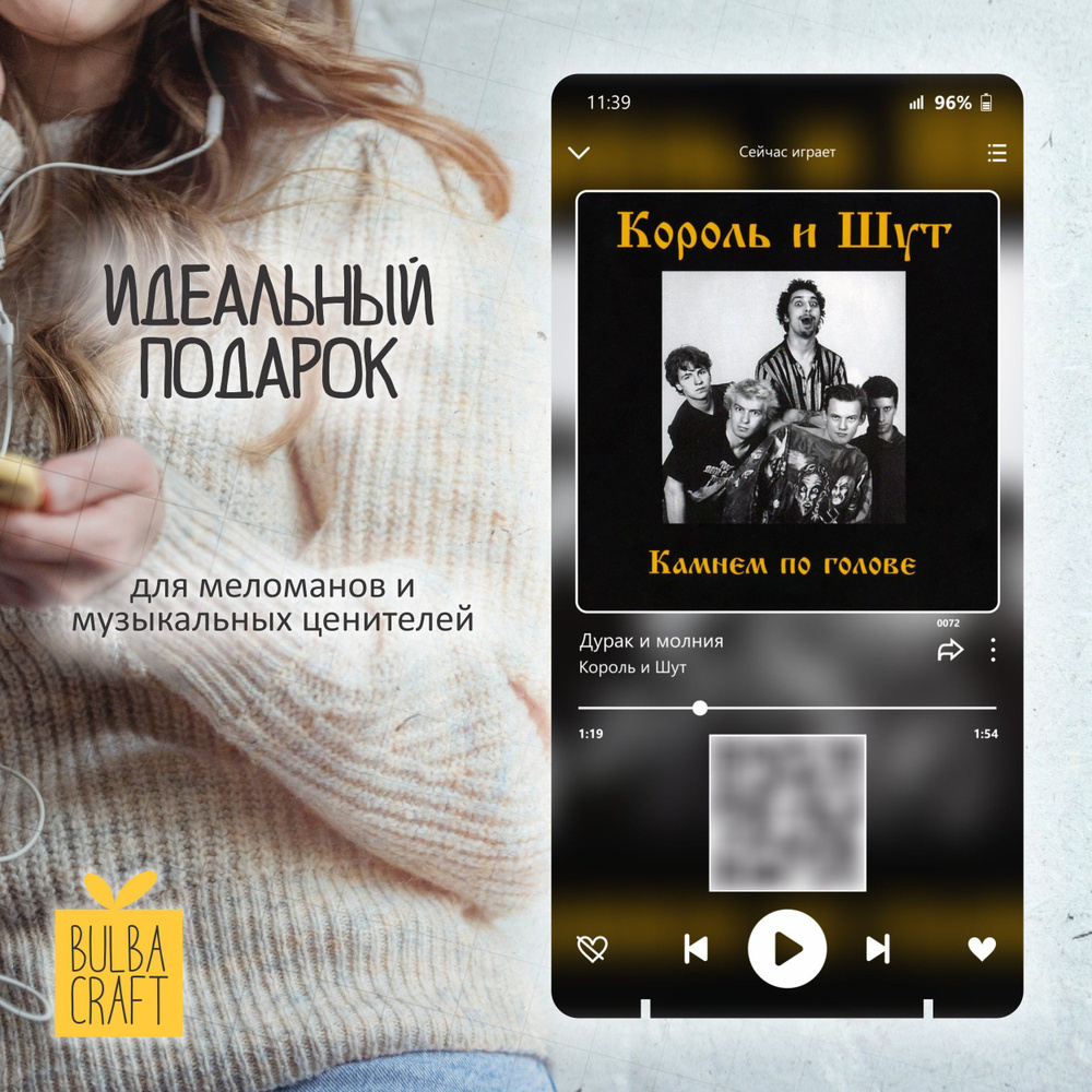 "Король и Шут - Дурак и молния" Spotify постер, музыкальная рамка, плакат, пластинка подарок Bulbacraft #1