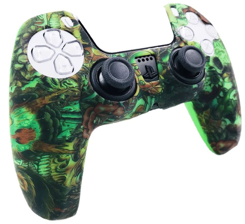 Чехол на геймпад PS5 Зеленая Анима Бруталити/полное силиконовое покрытие, защита от ударов  #1