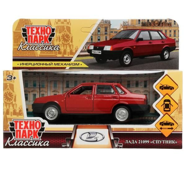 Машина Lada 21099 Спутник 12 см красная металл инерция Технопарк 21099-12-RD  #1