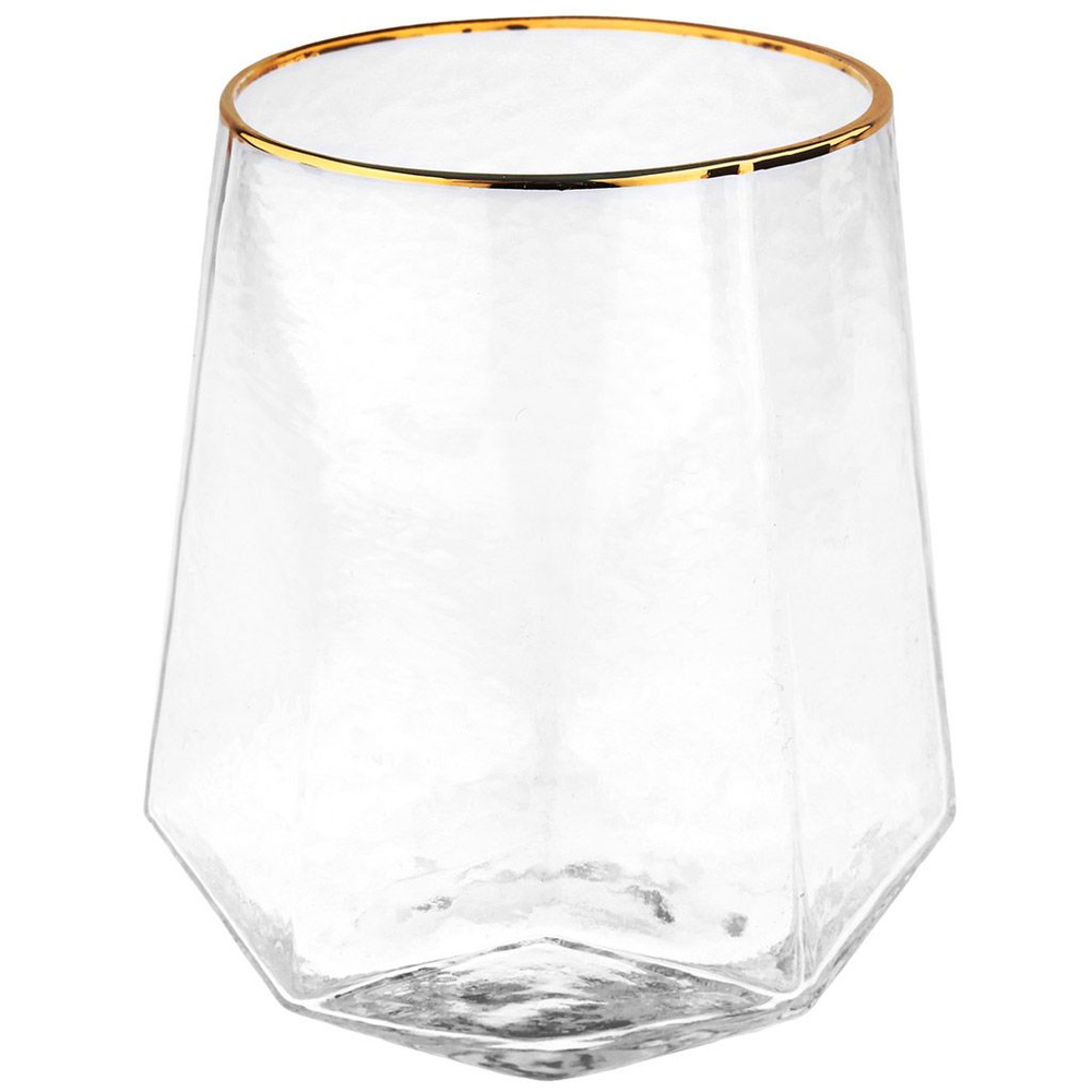 "Адамант" Стакан стеклянный 520мл 9,5х9,5см h11см тонкостенное прозрачное стекло отводка золотом д/горла #1
