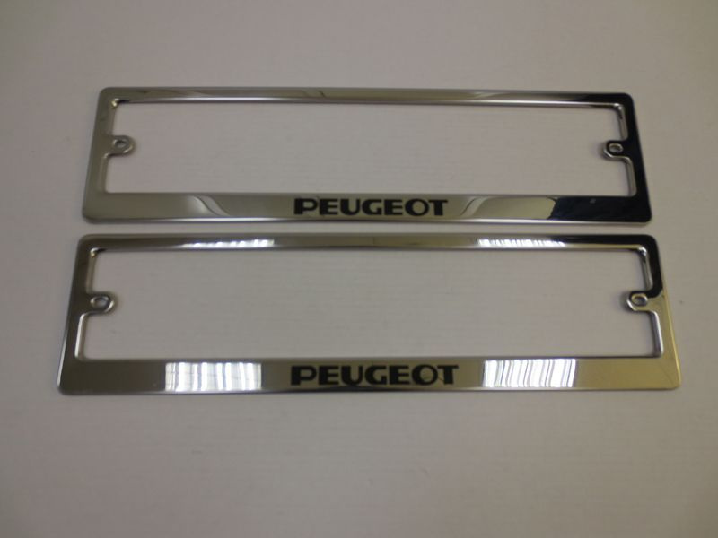 Рамка для номерного знака, хром нержавеющая сталь (ком-т 2 шт) Peugeot шелкография краска  #1