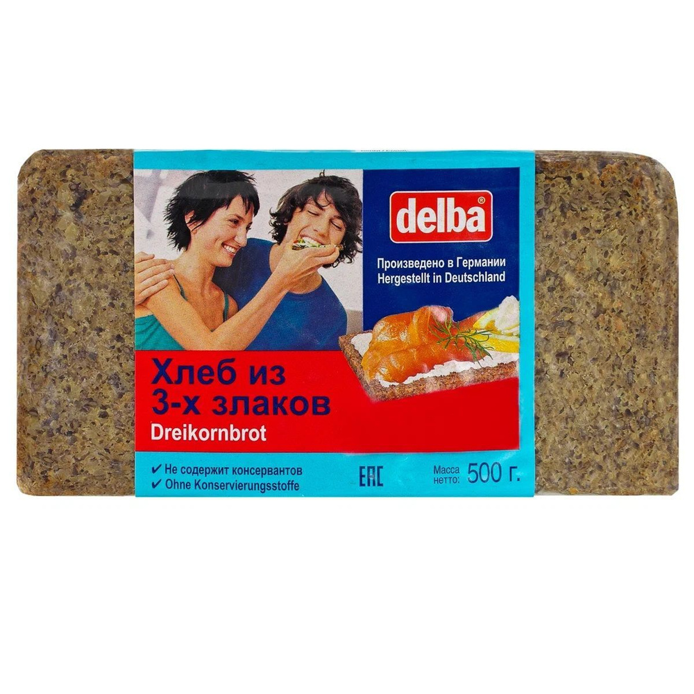 Хлеб Delba из 3-х злаков с семенами льна и кунжута LONG 500 г #1