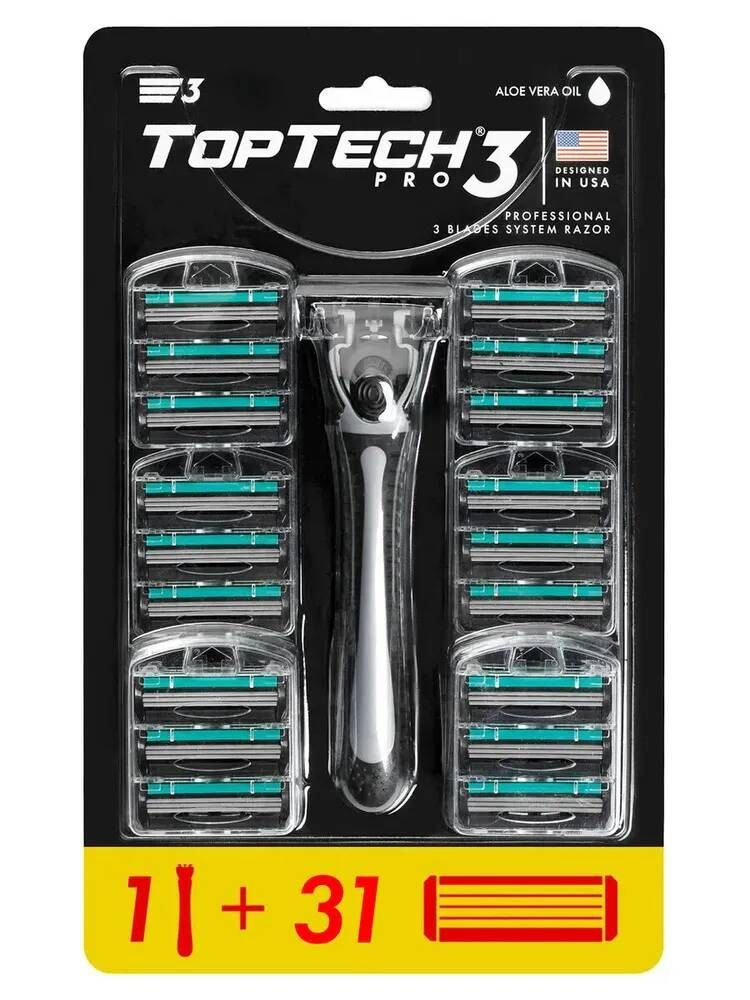 Бритва TopTech Pro 3 + 31 сменных кассет с 3 лезвиями #1