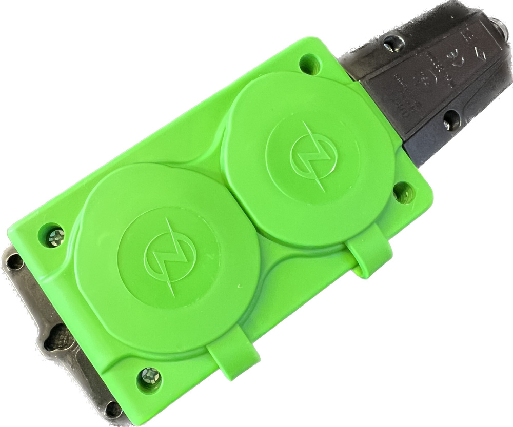 Колодка электрическая для удлинителя колодка двойная NE-AD 2-нг с/з с крышками 16А, IP54, зеленый/черный #1